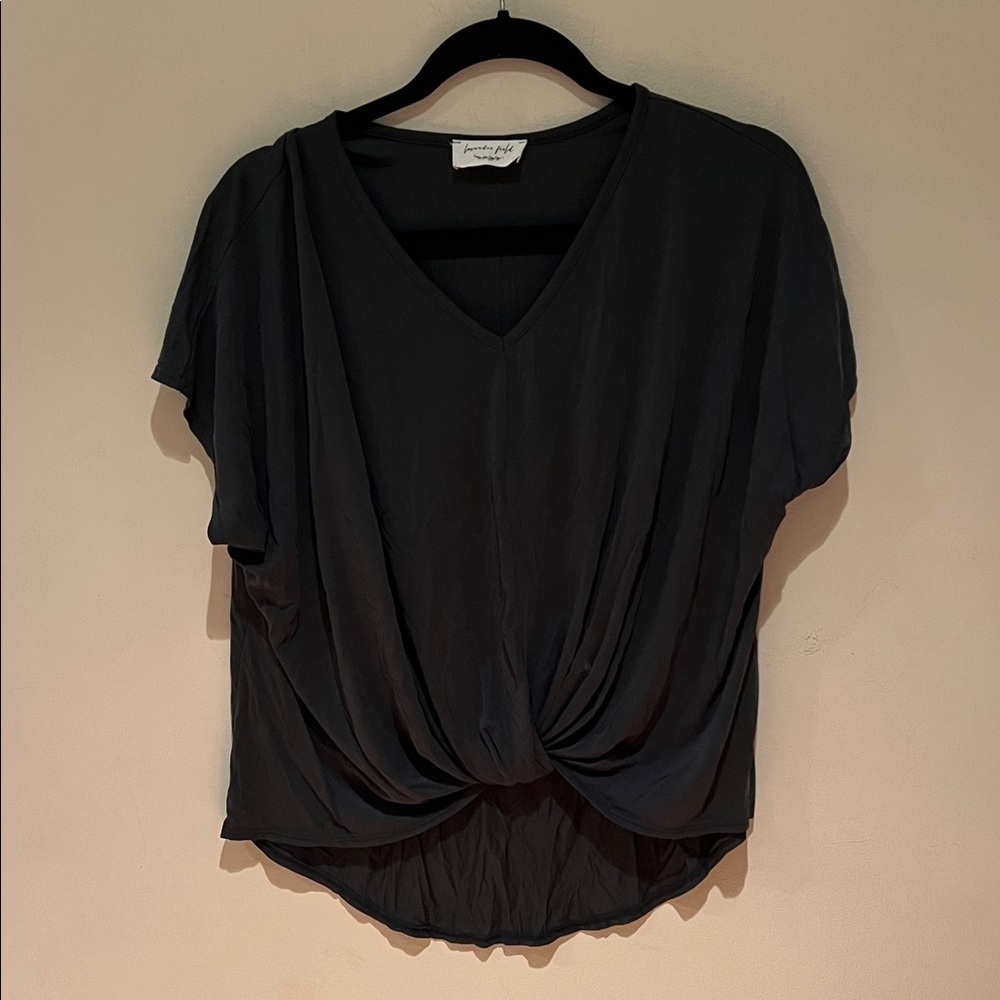 Teal high low knotted top